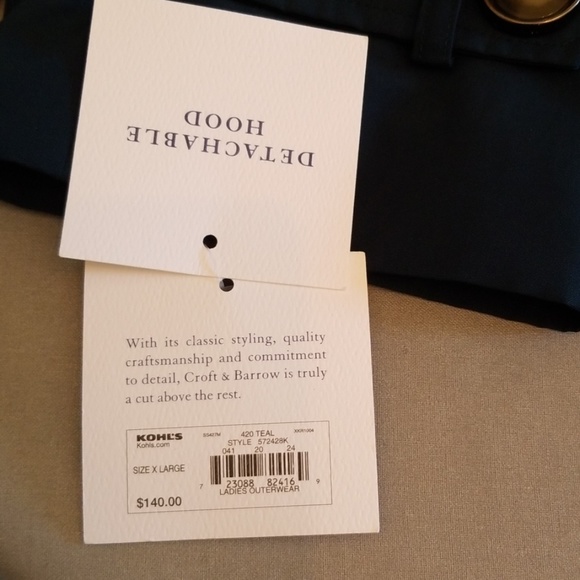 NWT Woman's XL Dark Teal Croft & Barrow Coat - Picture 8 of 8